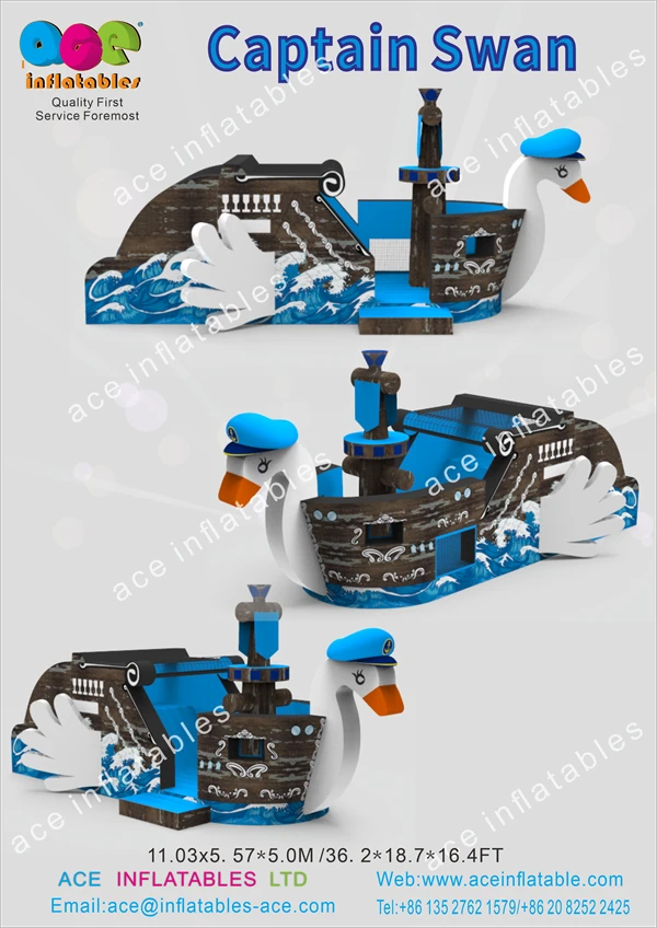 Inflatable Captain Swan Slide Bounce Castle price